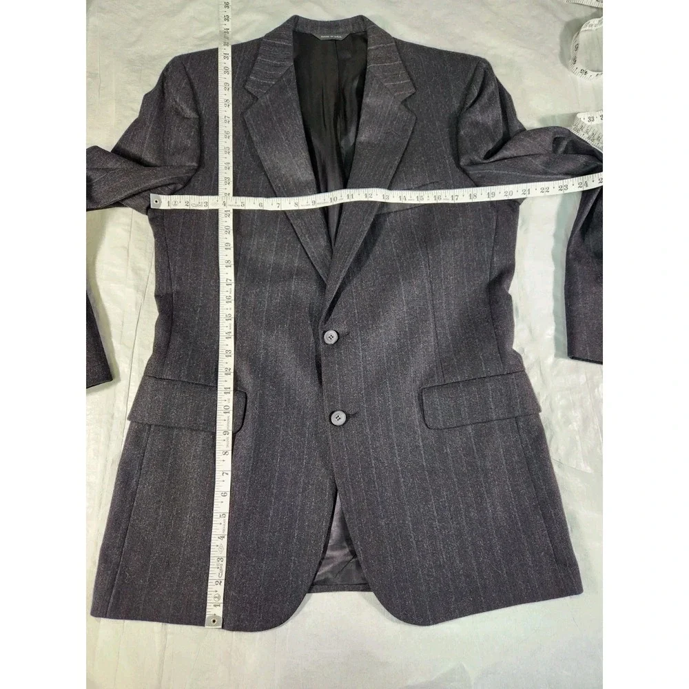 Saks Fifth Avenue Mens Wool Lined Pin Striped Blazer Gray 43L 5th Ave Jacket